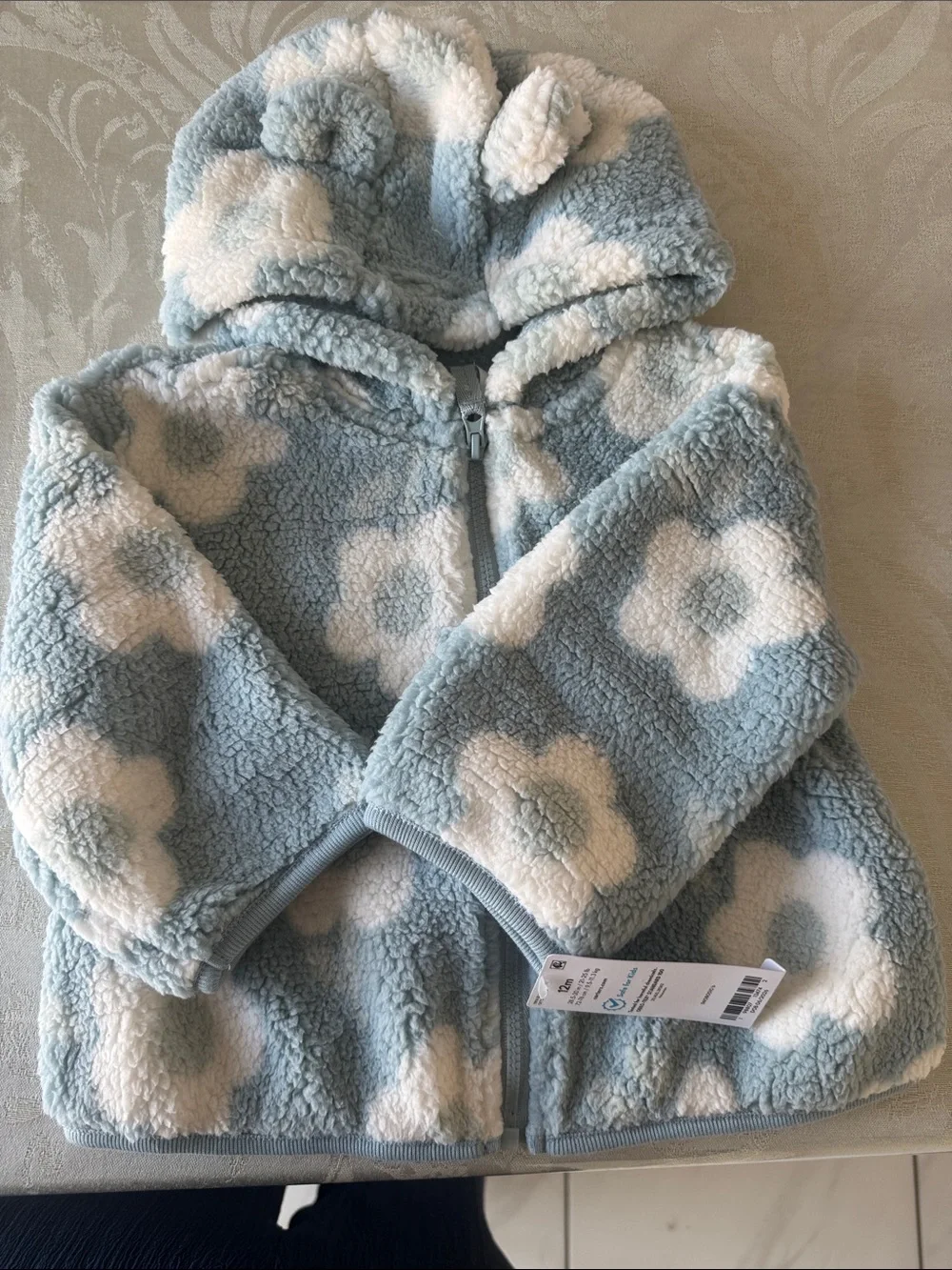 Carter's Blue Floral Sherpa Hoodie Set with Cream Bodysuit